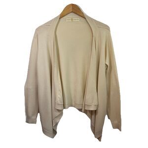 Ramy Brook Women Cardigan Open Front Merino Wool Cream Ivory Draped Size S